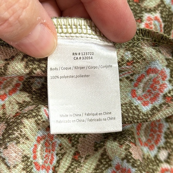 Anthropologie One September Green Pink Floral Print Off The Shoulder Top - Picture 11 of 12